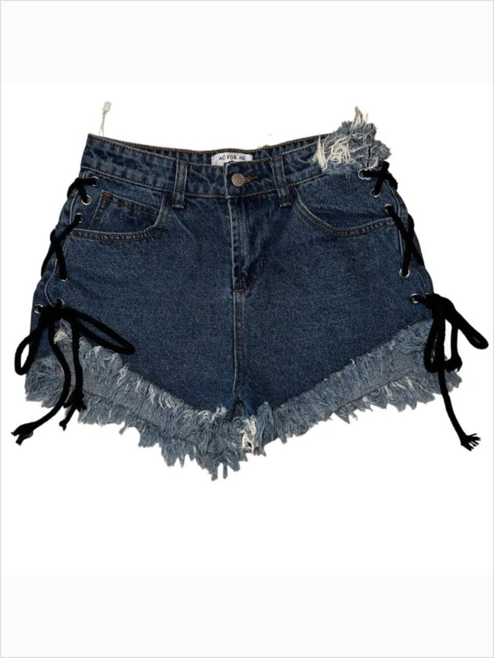 Alexa Chung x AG Jeans Lace-Up Frayed Denim Shorts Size 8